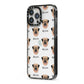Dog Icon with Name iPhone 13 Pro Max Black Impact Case Side Angle on Silver phone
