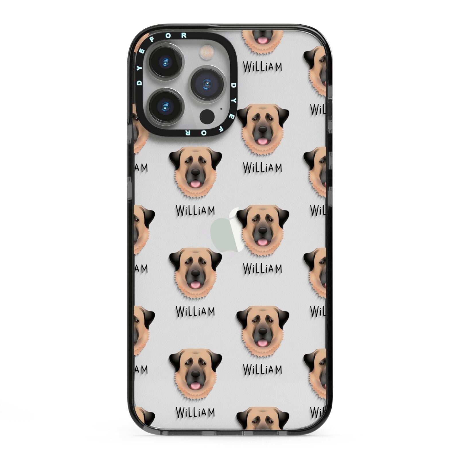 Dog Icon with Name iPhone 13 Pro Max Black Impact Case on Silver phone
