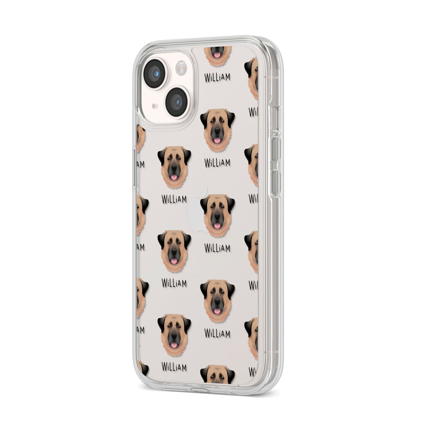 Dog Icon with Name iPhone 14 Clear Tough Case Starlight Angled Image