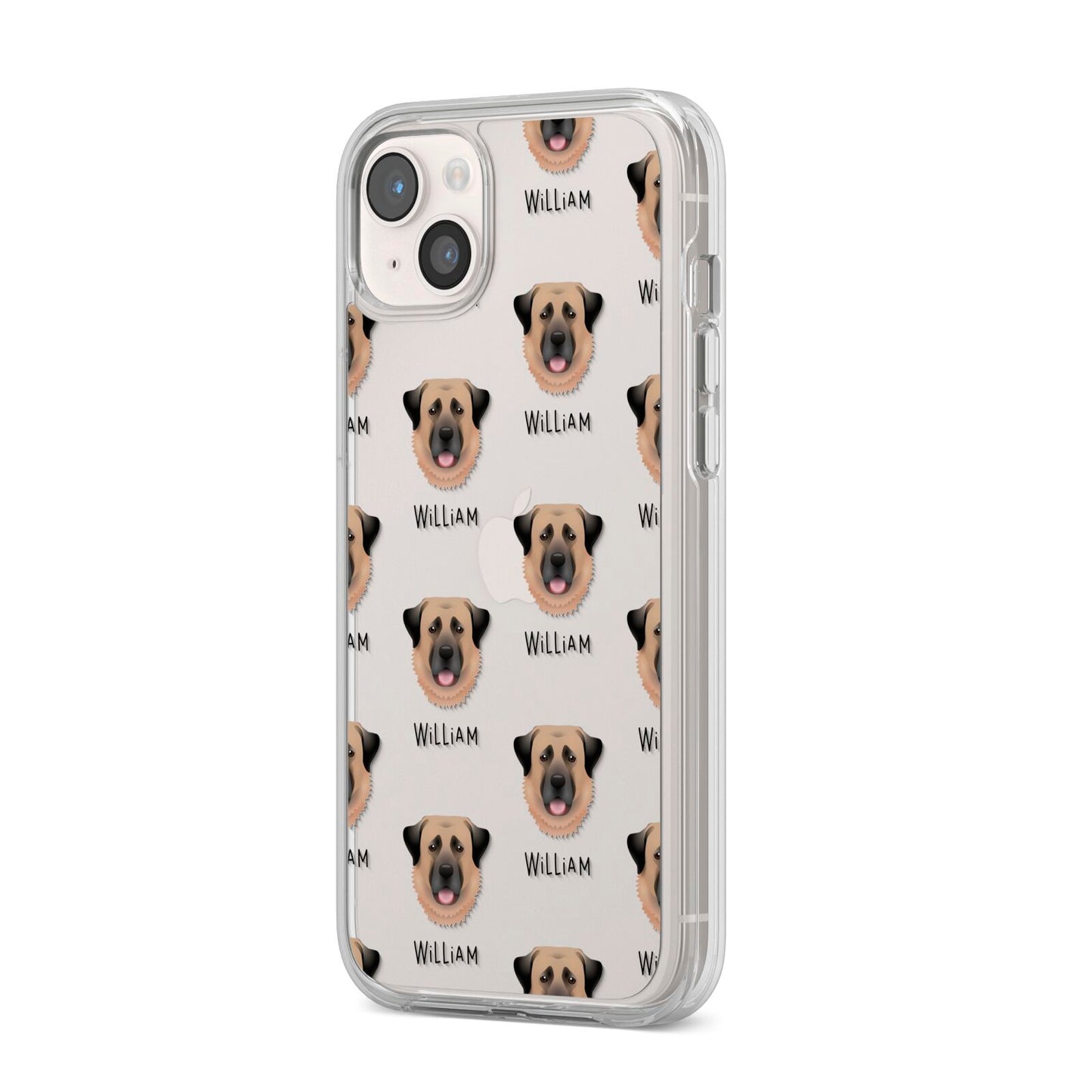 Dog Icon with Name iPhone 14 Plus Clear Tough Case Starlight Angled Image