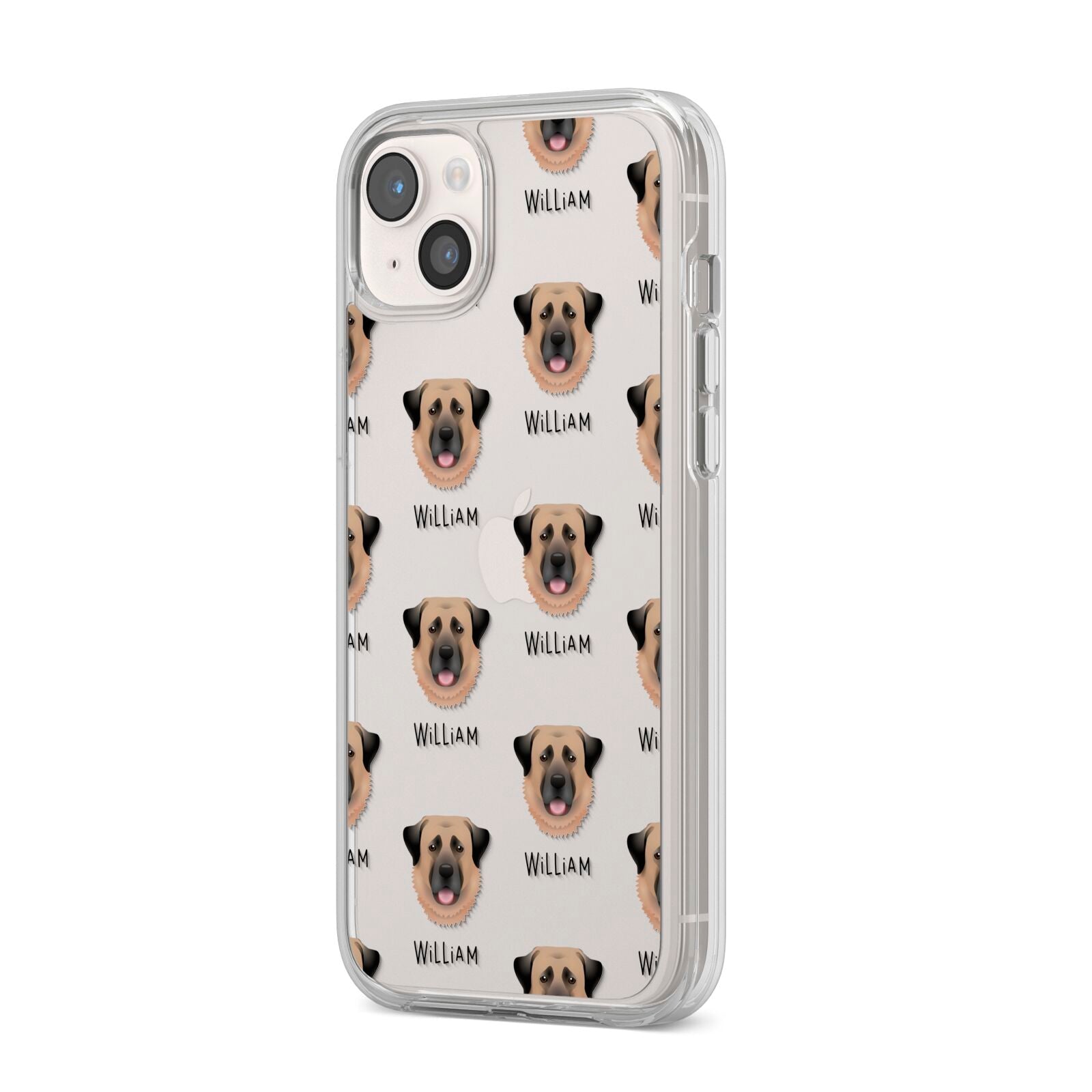 Dog Icon with Name iPhone 14 Plus Clear Tough Case Starlight Angled Image