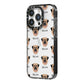 Dog Icon with Name iPhone 14 Pro Black Impact Case Side Angle on Silver phone