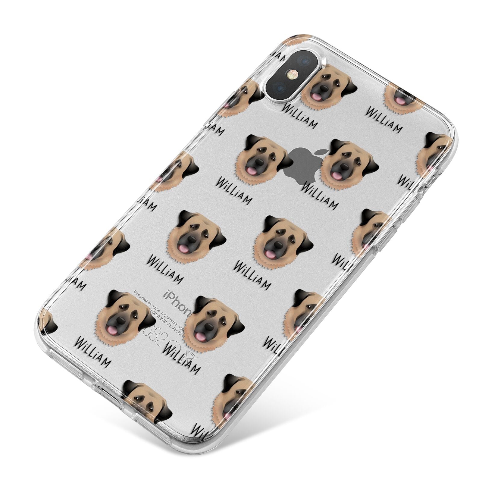 Dog Icon with Name iPhone X Bumper Case on Silver iPhone