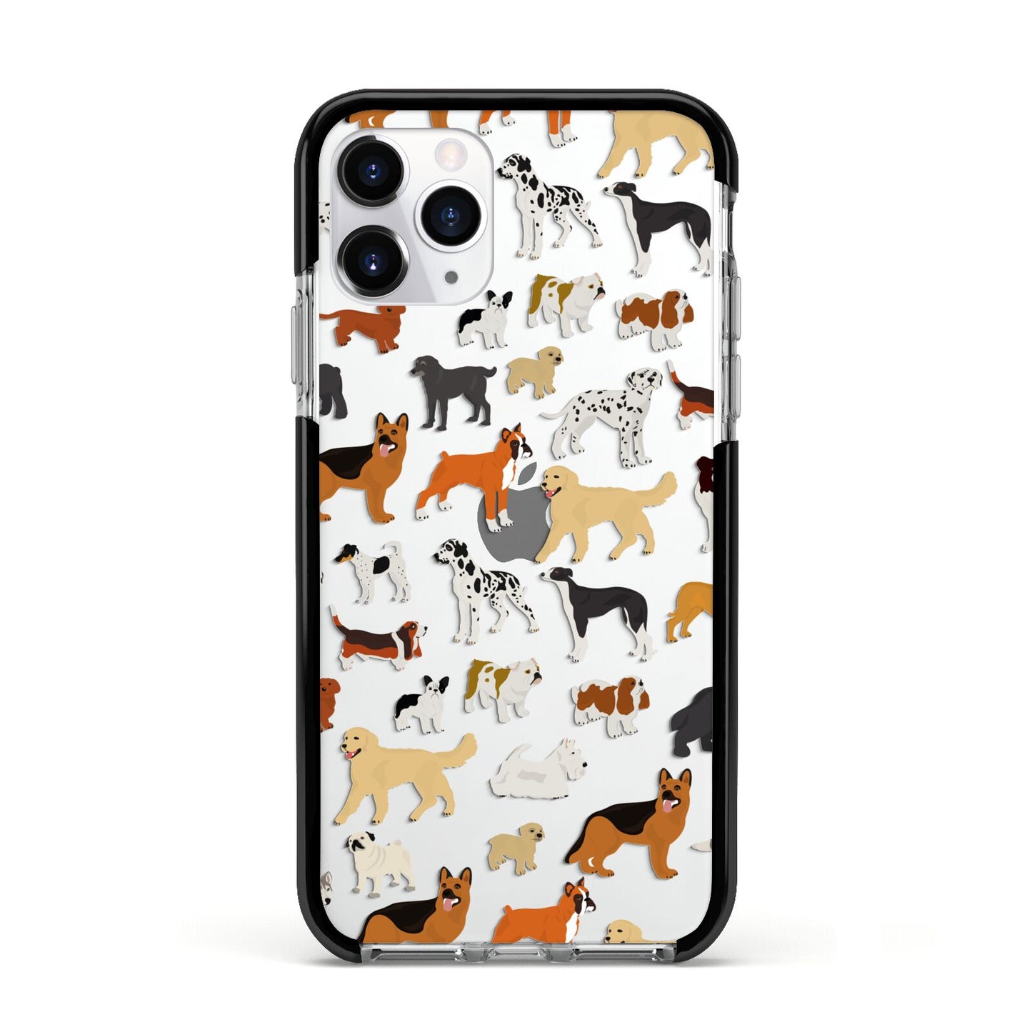 Dog Illustration Apple iPhone 11 Pro in Silver with Black Impact Case