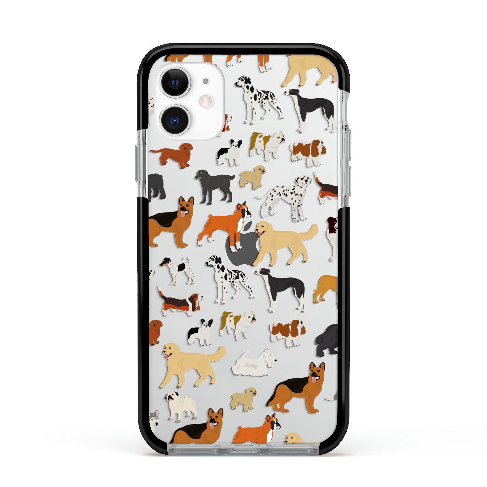 Dog Illustration Apple iPhone 11 in White with Black Impact Case