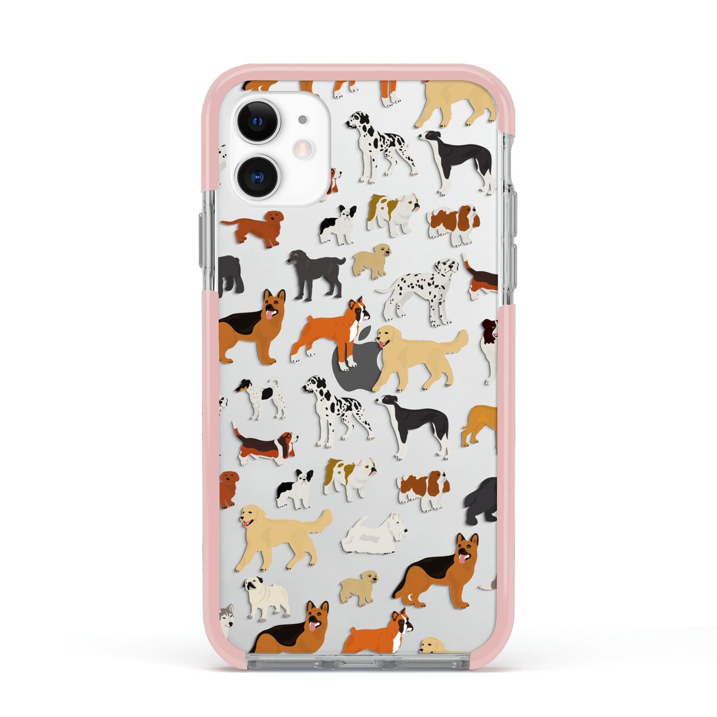 Dog Illustration Apple iPhone 11 in White with Pink Impact Case