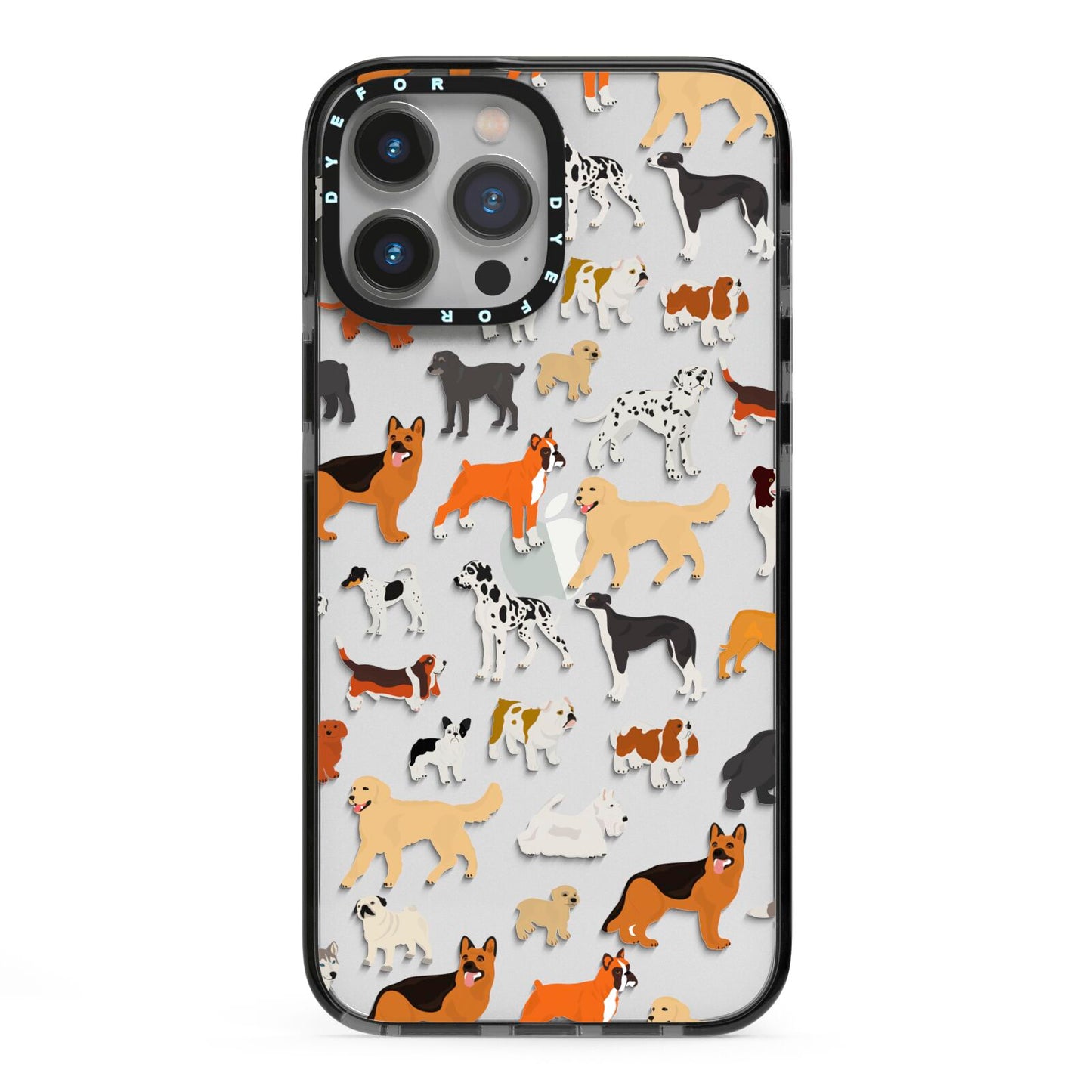 Dog Illustration iPhone 13 Pro Max Black Impact Case on Silver phone
