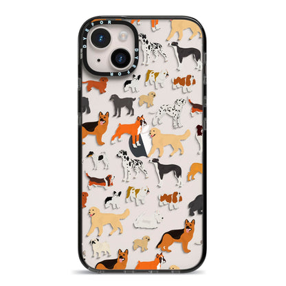 Dog Illustration iPhone 14 Plus Black Impact Case on Silver phone