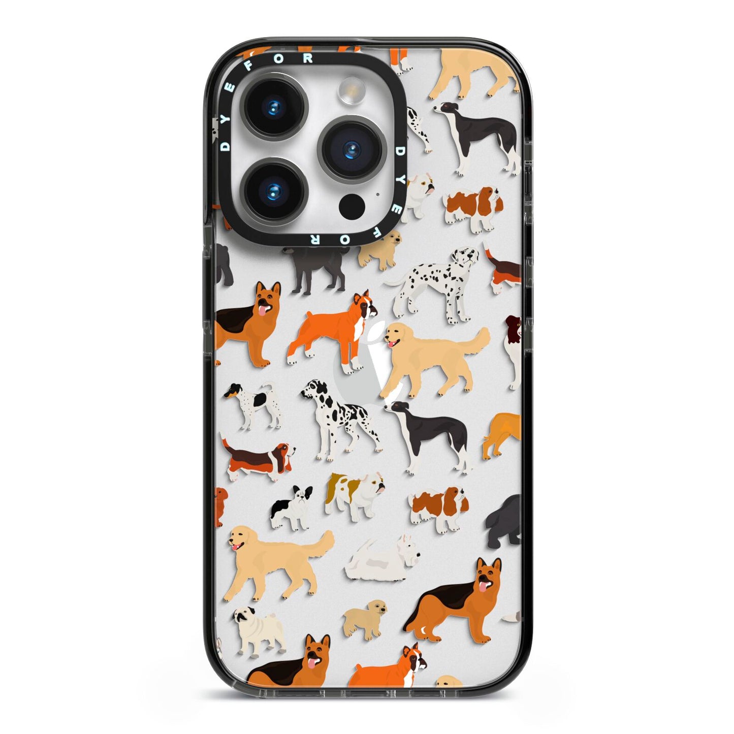 Dog Illustration iPhone 14 Pro Black Impact Case on Silver phone