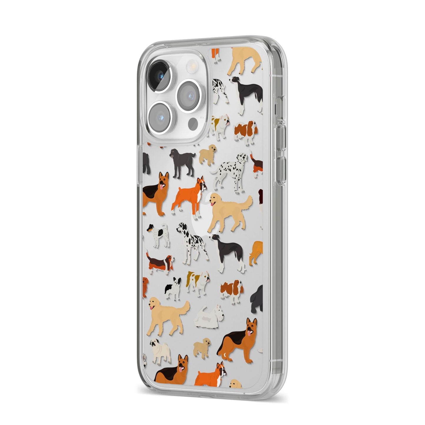 Dog Illustration iPhone 14 Pro Max Clear Tough Case Silver Angled Image