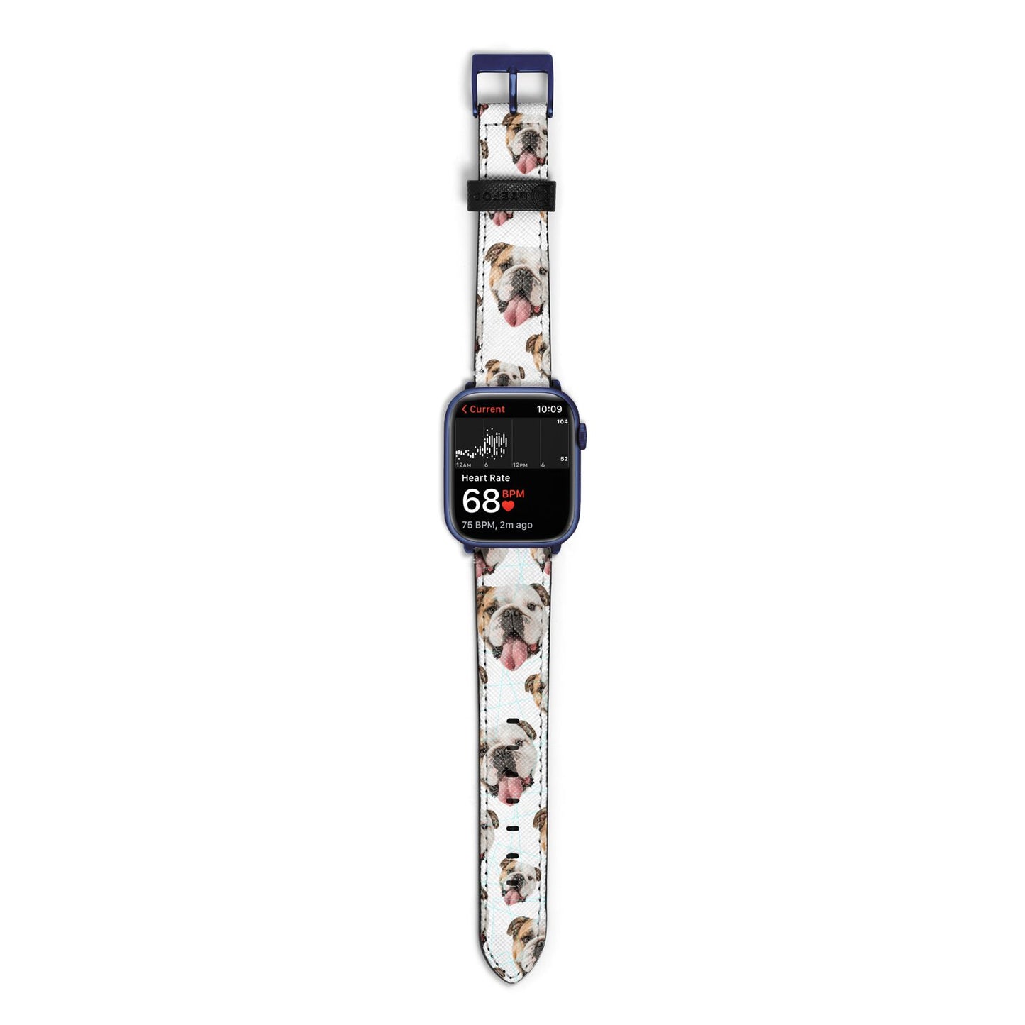 Dog Photo Face Apple Watch Strap Size 38mm with Blue Hardware
