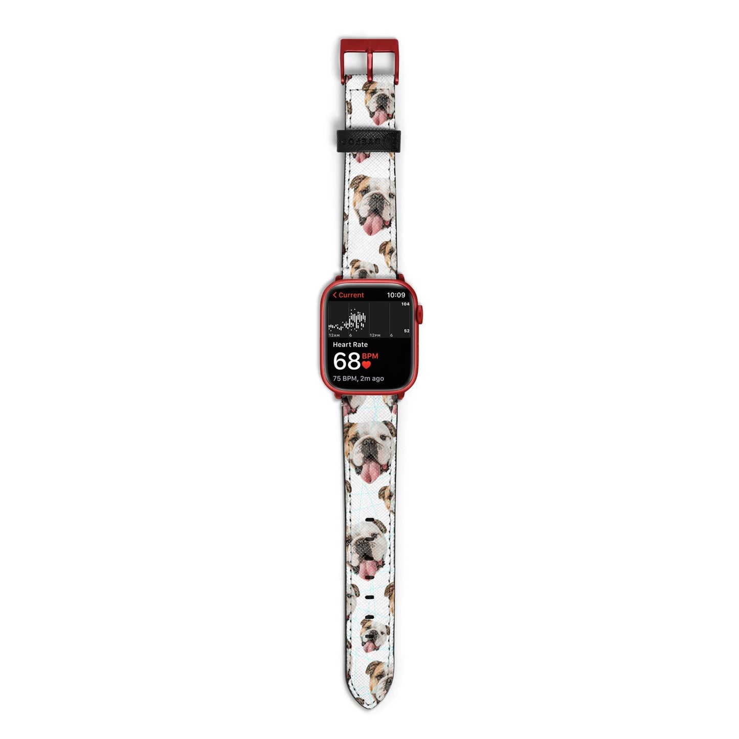 Dog Photo Face Apple Watch Strap Size 38mm with Red Hardware