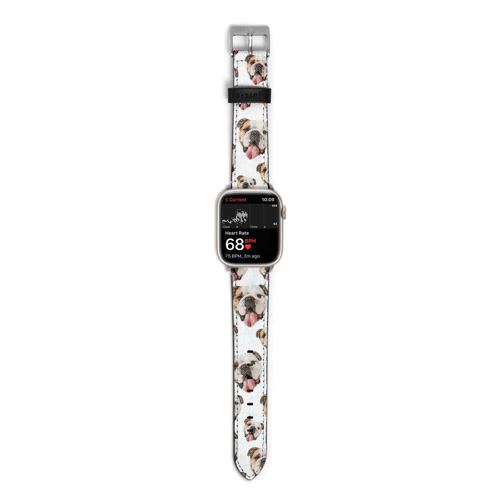 Dog Photo Face Apple Watch Strap Size 38mm with Silver Hardware
