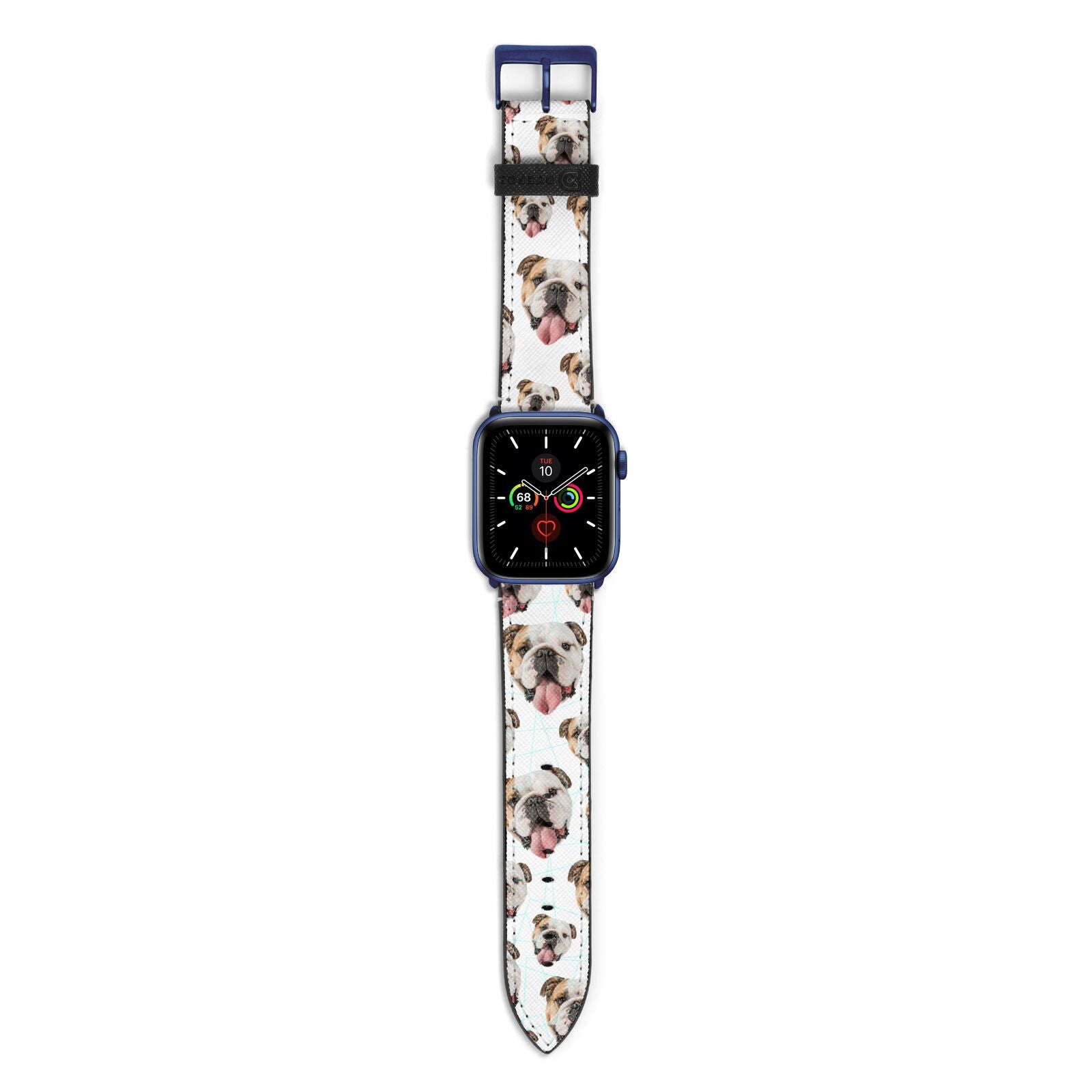Dog Photo Face Apple Watch Strap with Blue Hardware