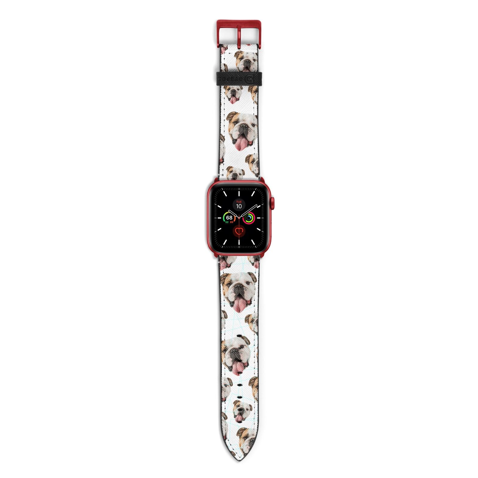 Dog Photo Face Apple Watch Strap with Red Hardware
