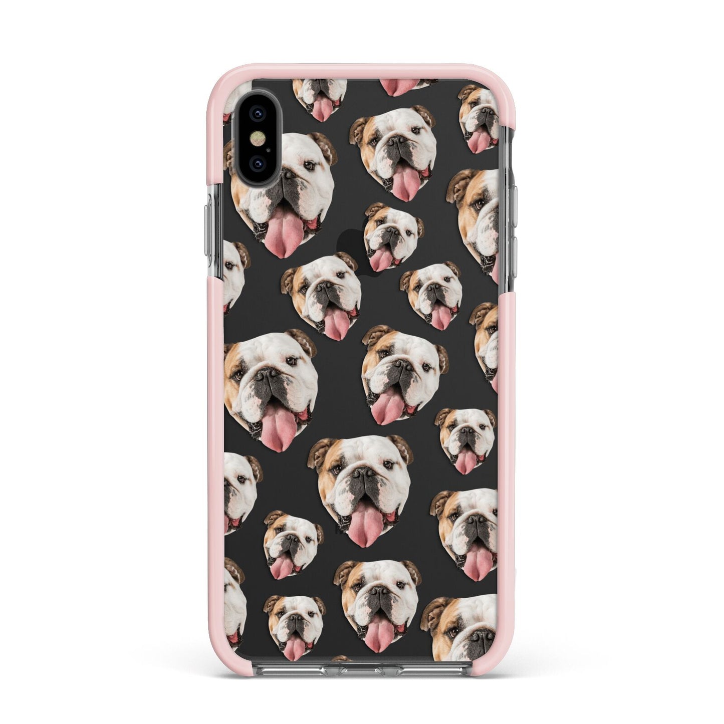 Dog Photo Face Apple iPhone Xs Max Impact Case Pink Edge on Black Phone
