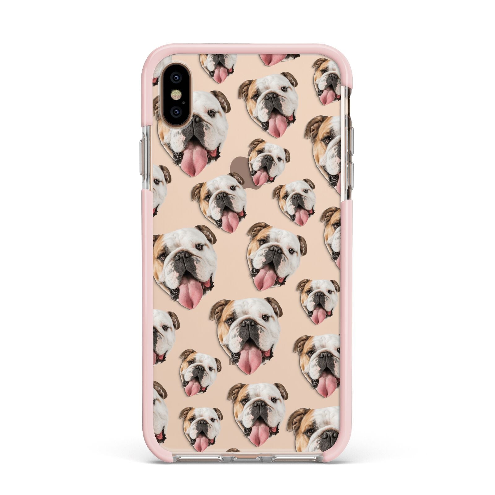 Dog Photo Face Apple iPhone Xs Max Impact Case Pink Edge on Gold Phone