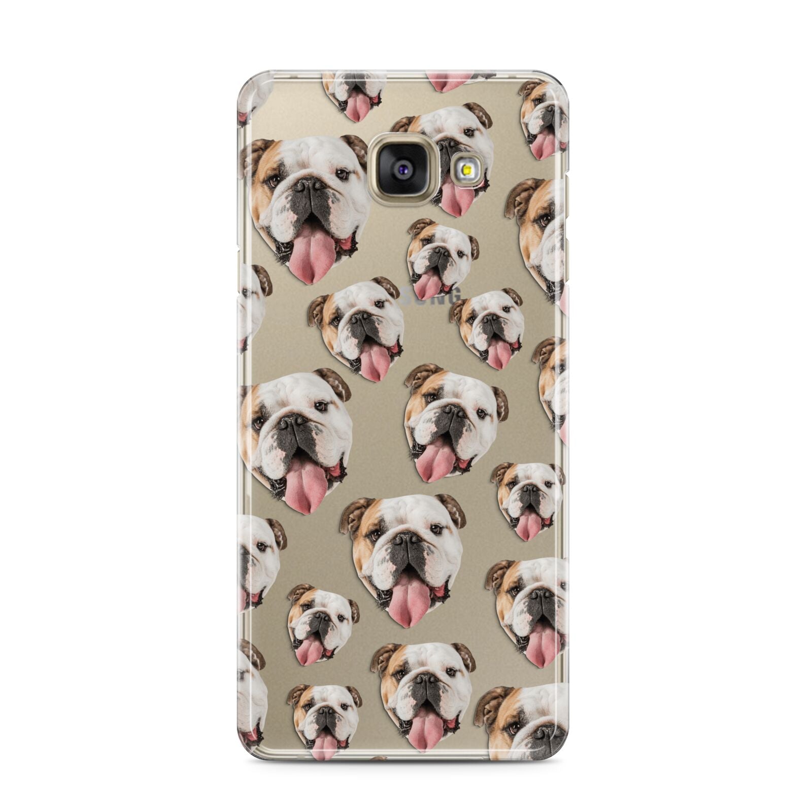 Dog Photo Face Samsung Galaxy A3 2016 Case on gold phone
