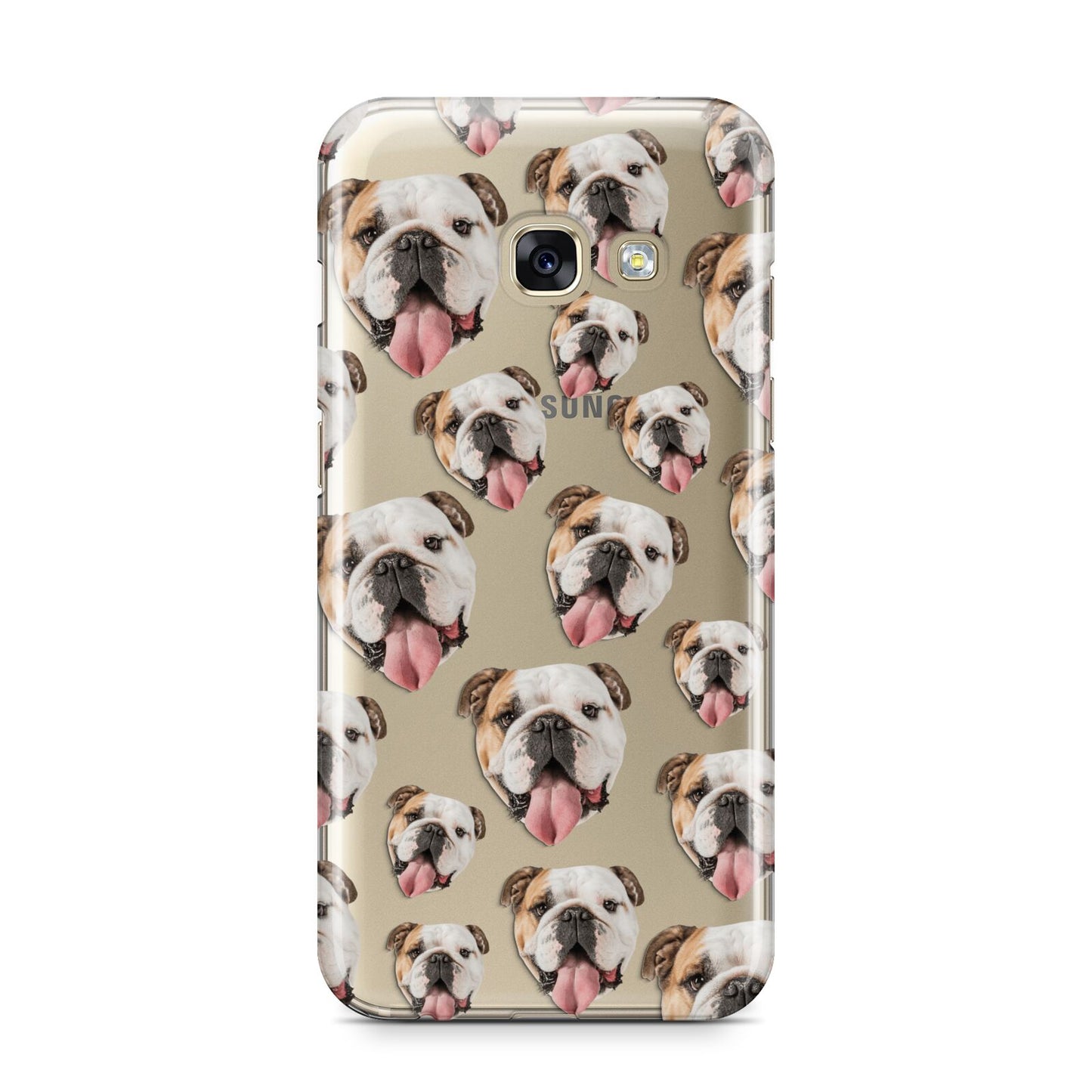 Dog Photo Face Samsung Galaxy A3 2017 Case on gold phone