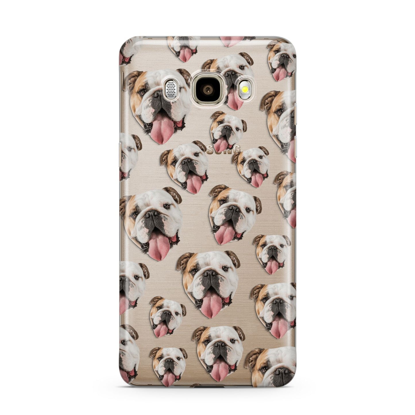 Dog Photo Face Samsung Galaxy J7 2016 Case on gold phone