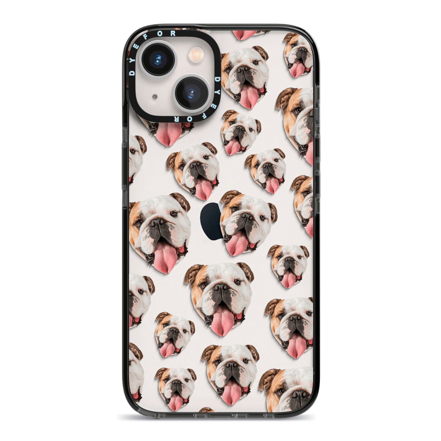 Dog Photo Face iPhone 13 Black Impact Case on Silver phone