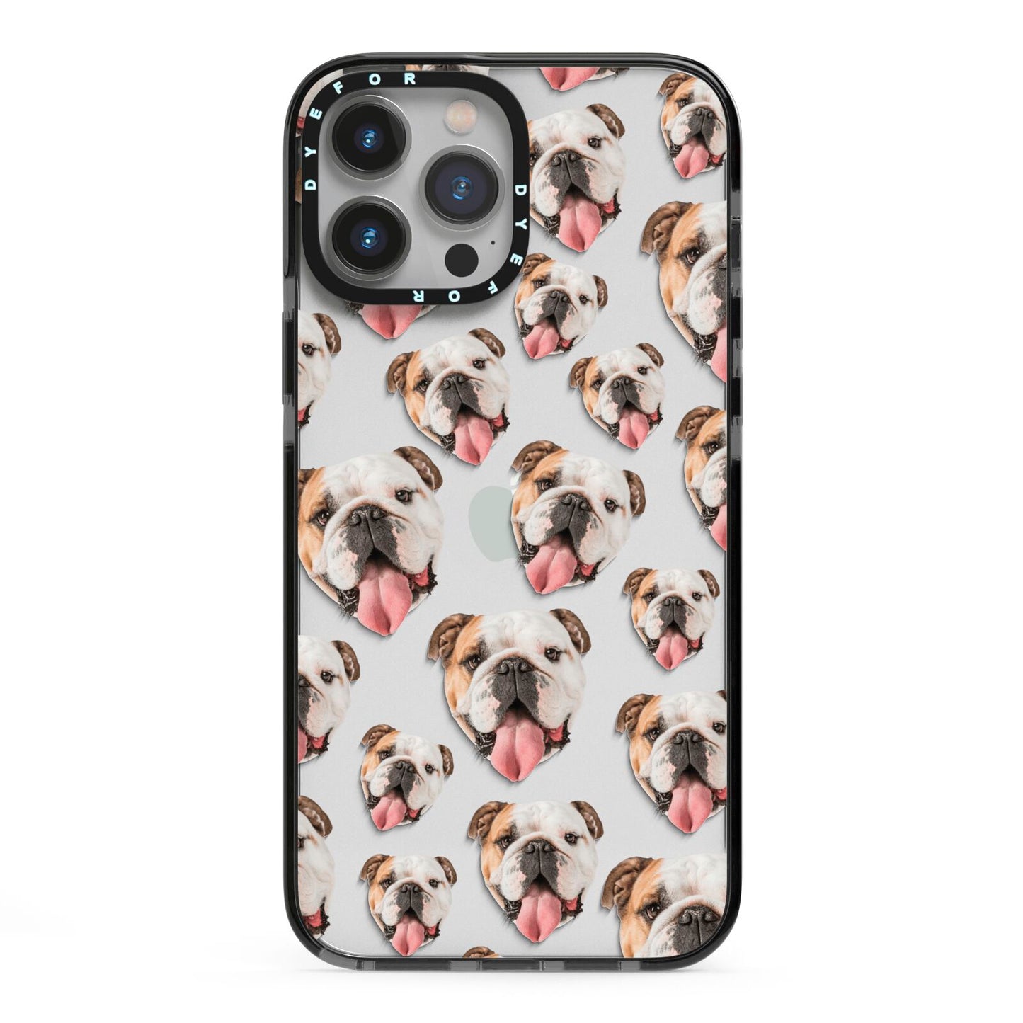 Dog Photo Face iPhone 13 Pro Max Black Impact Case on Silver phone