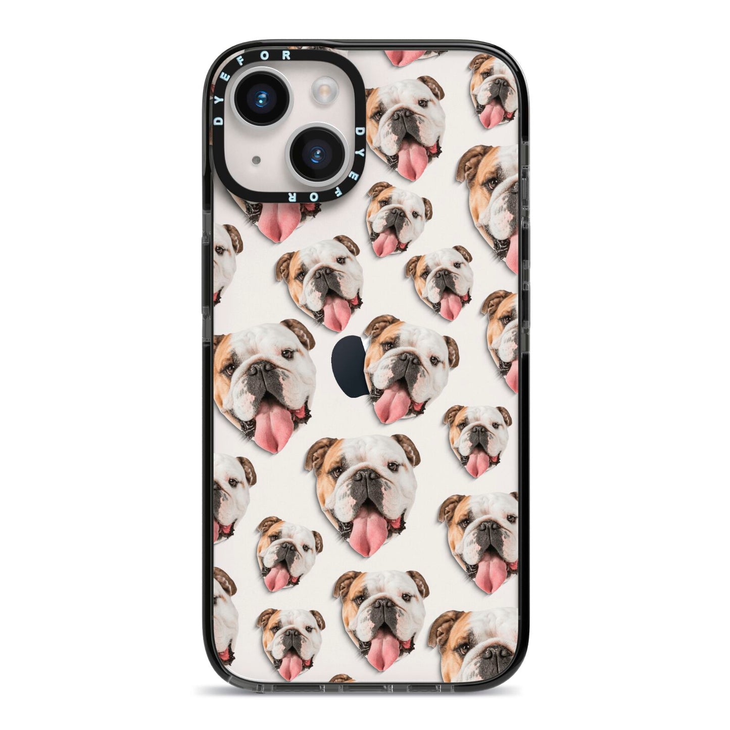 Dog Photo Face iPhone 14 Black Impact Case on Silver phone