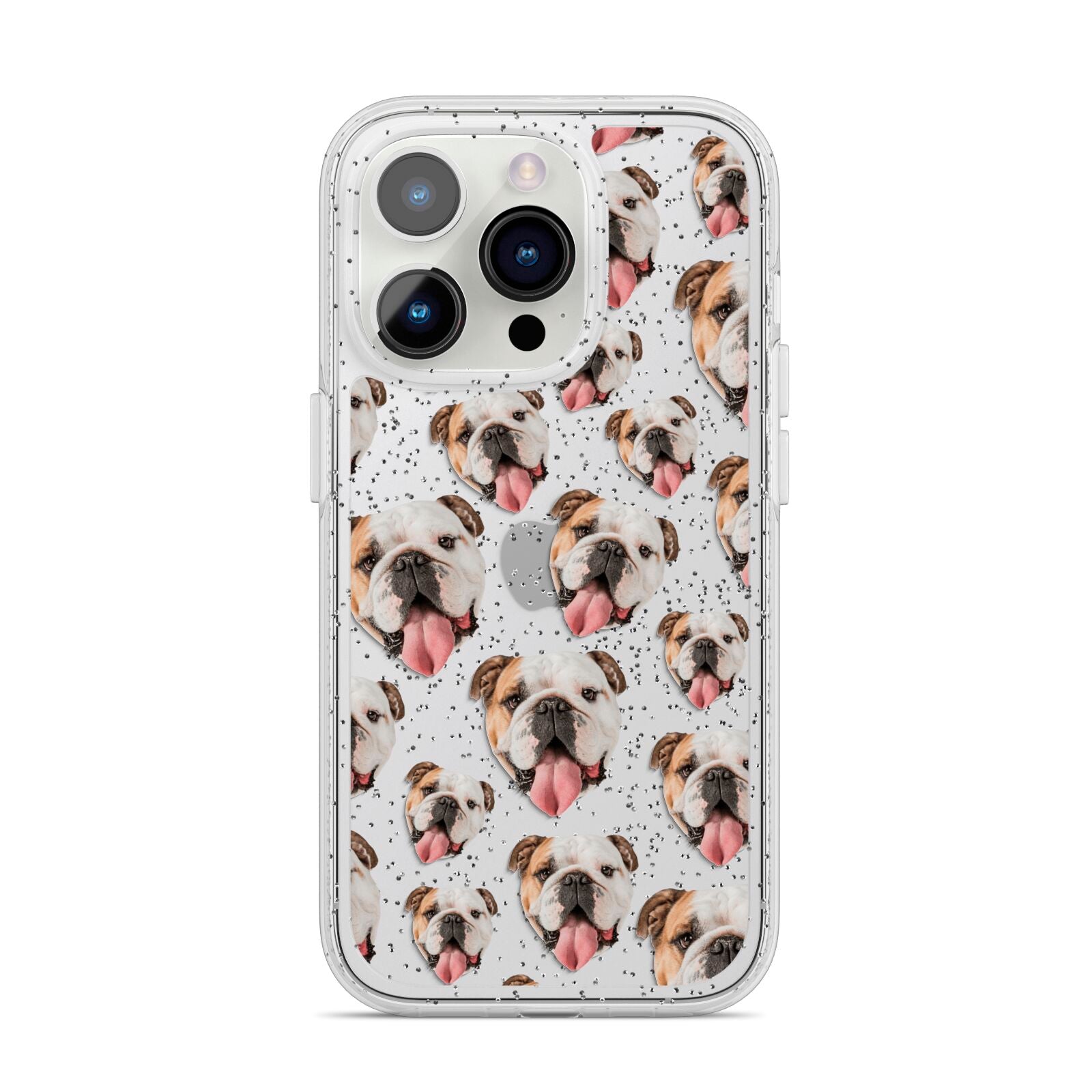 Dog Photo Face iPhone 14 Pro Glitter Tough Case Silver