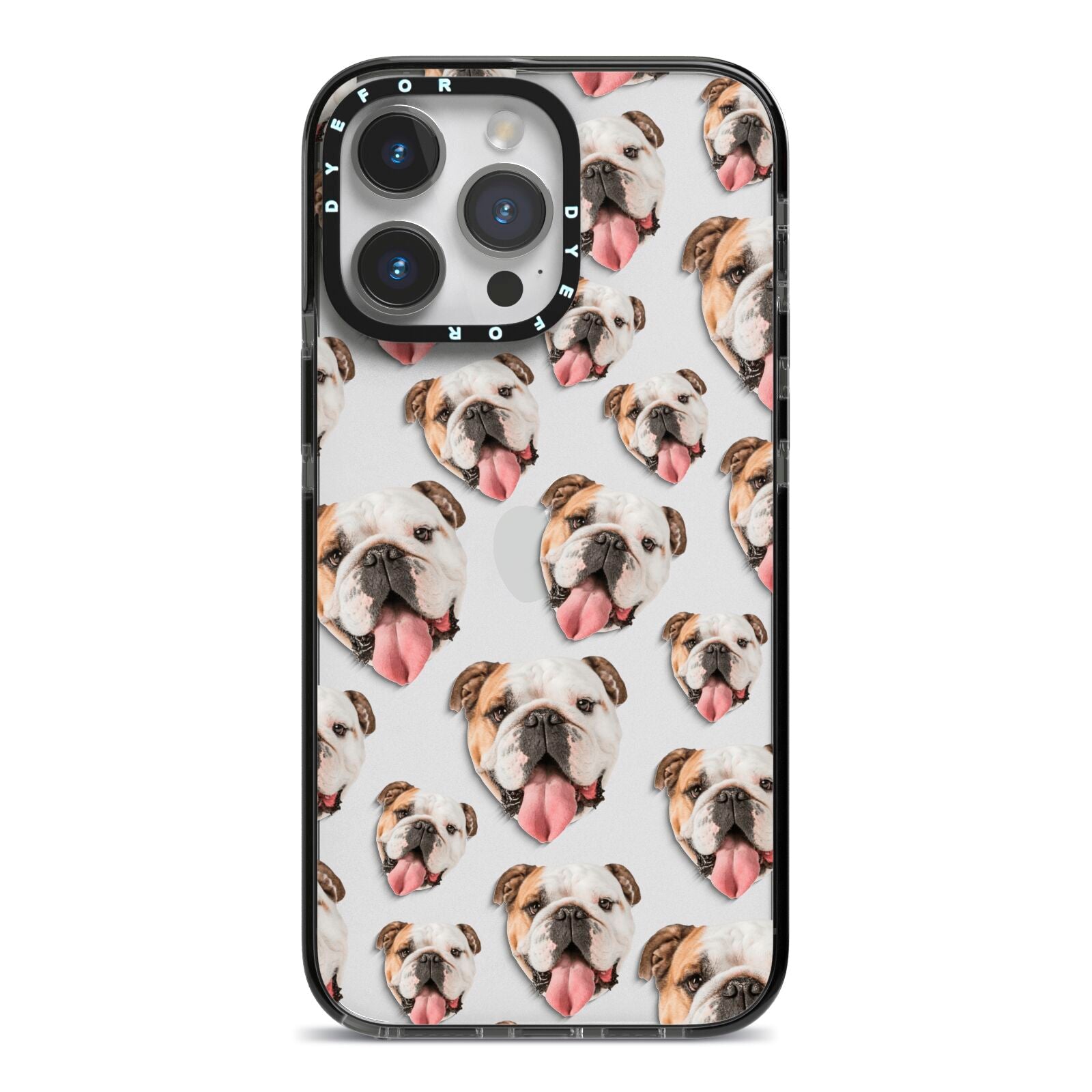 Dog Photo Face iPhone 14 Pro Max Black Impact Case on Silver phone