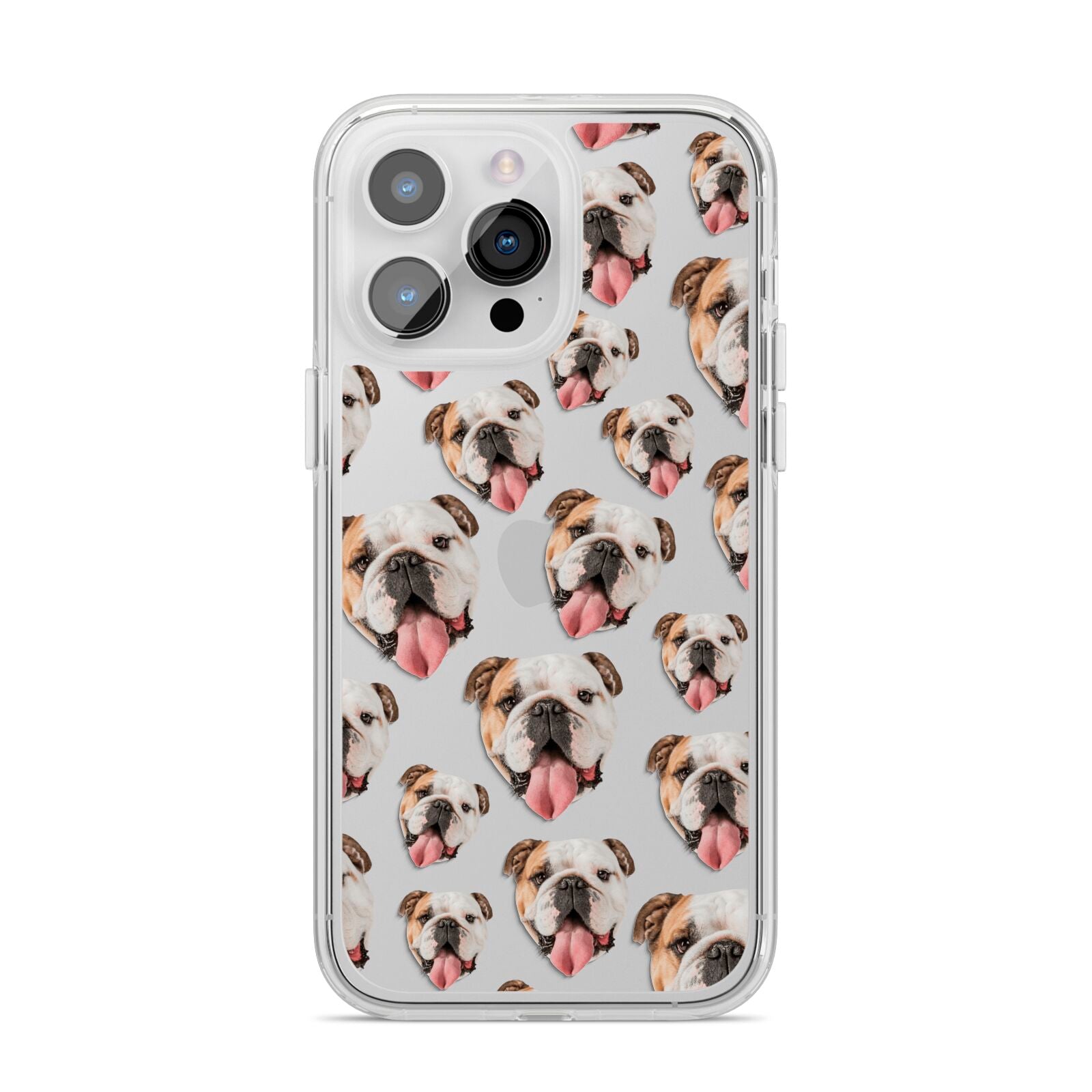 Dog Photo Face iPhone 14 Pro Max Clear Tough Case Silver