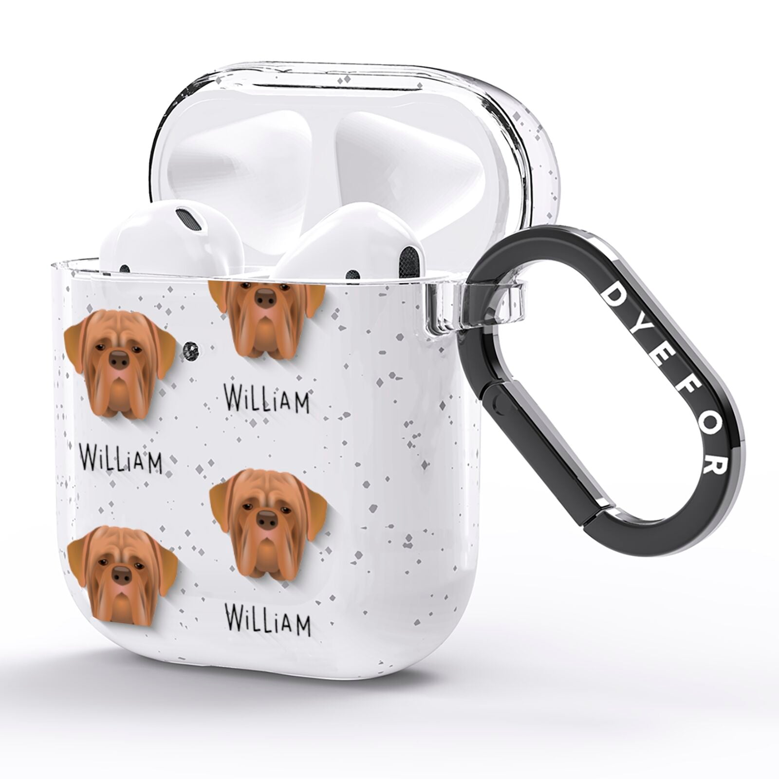 Dogue de Bordeaux Icon with Name AirPods Glitter Case Side Image