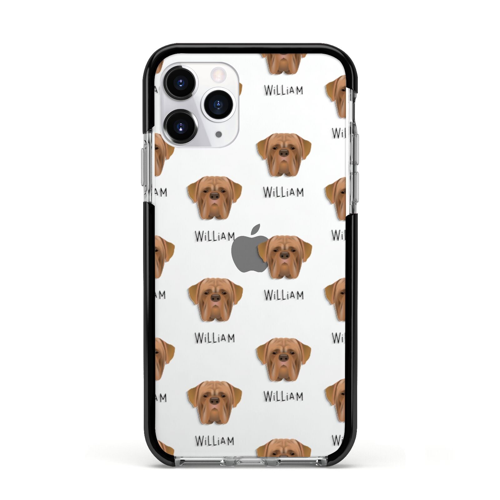 Dogue de Bordeaux Icon with Name Apple iPhone 11 Pro in Silver with Black Impact Case