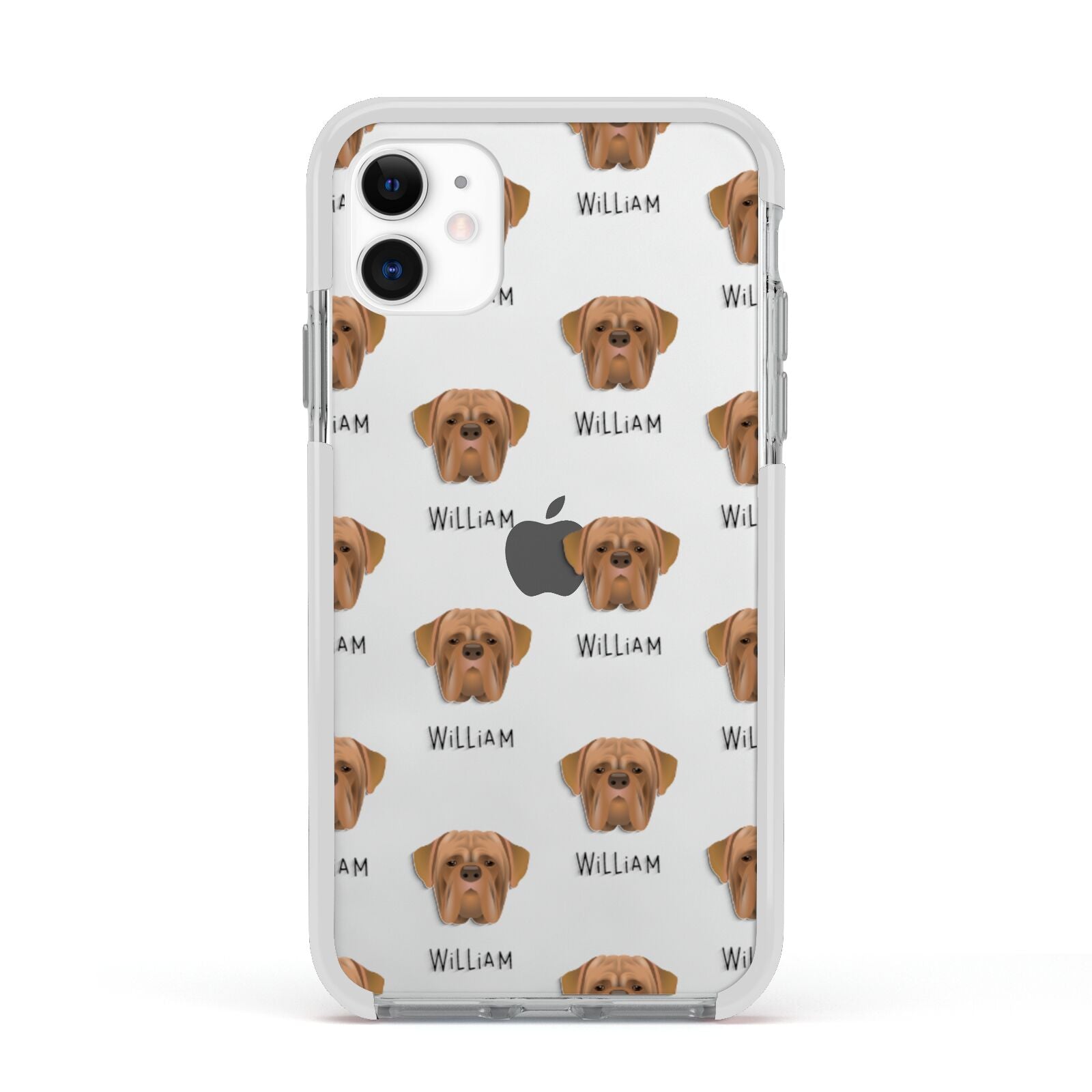 Dogue de Bordeaux Icon with Name Apple iPhone 11 in White with White Impact Case