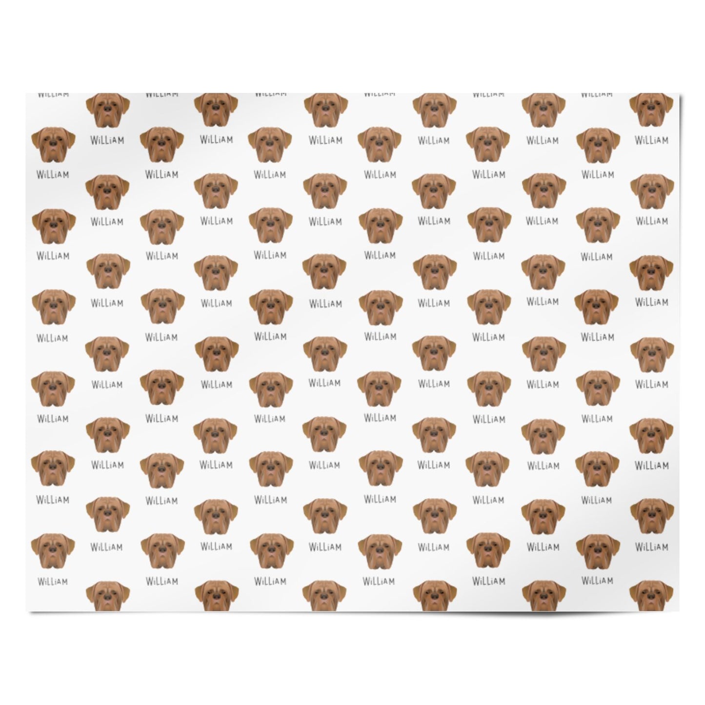 Dogue de Bordeaux Icon with Name Personalised Wrapping Paper Alternative