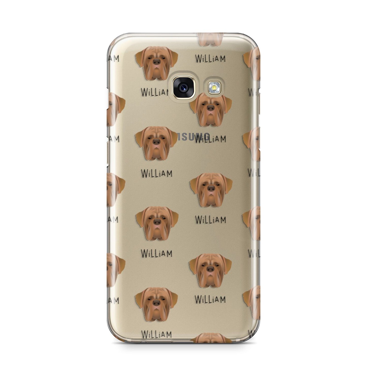 Dogue de Bordeaux Icon with Name Samsung Galaxy A3 2017 Case on gold phone