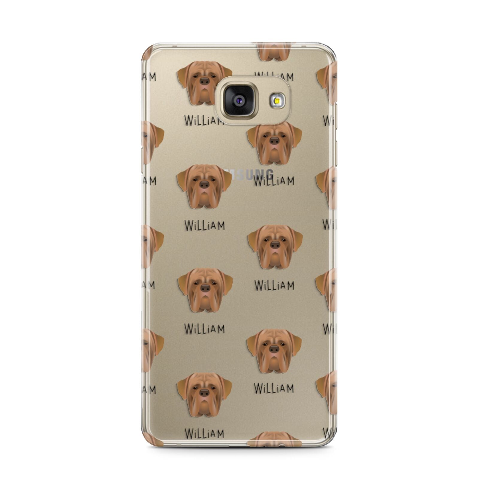 Dogue de Bordeaux Icon with Name Samsung Galaxy A7 2016 Case on gold phone