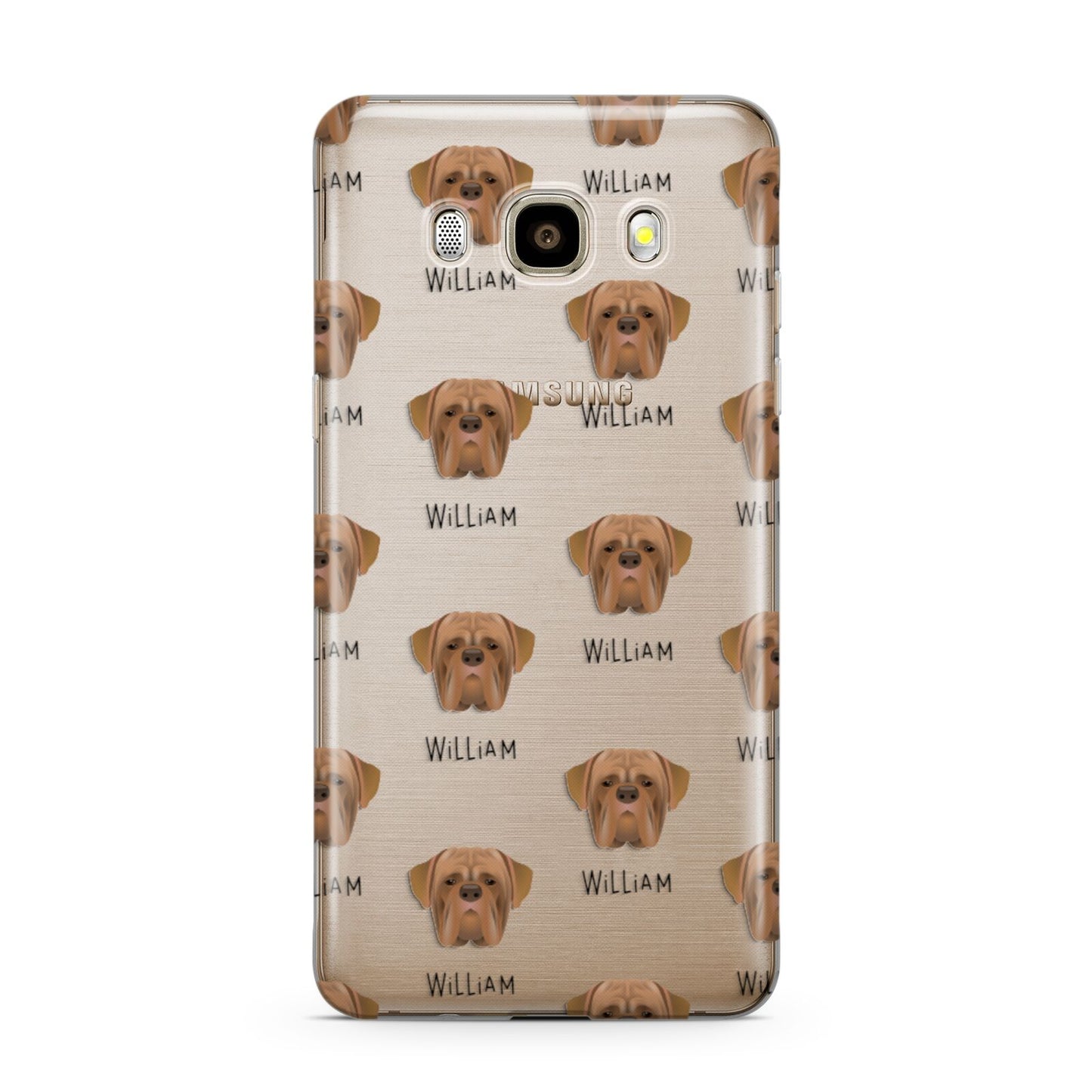 Dogue de Bordeaux Icon with Name Samsung Galaxy J7 2016 Case on gold phone