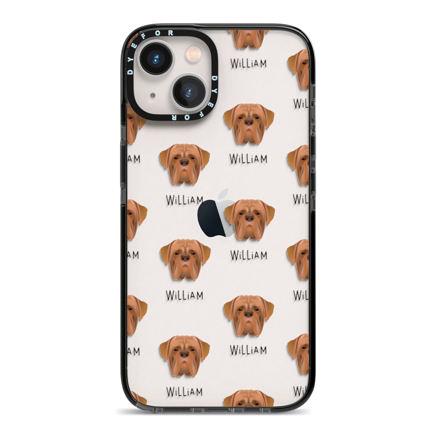 Dogue de Bordeaux Icon with Name iPhone 13 Black Impact Case on Silver phone