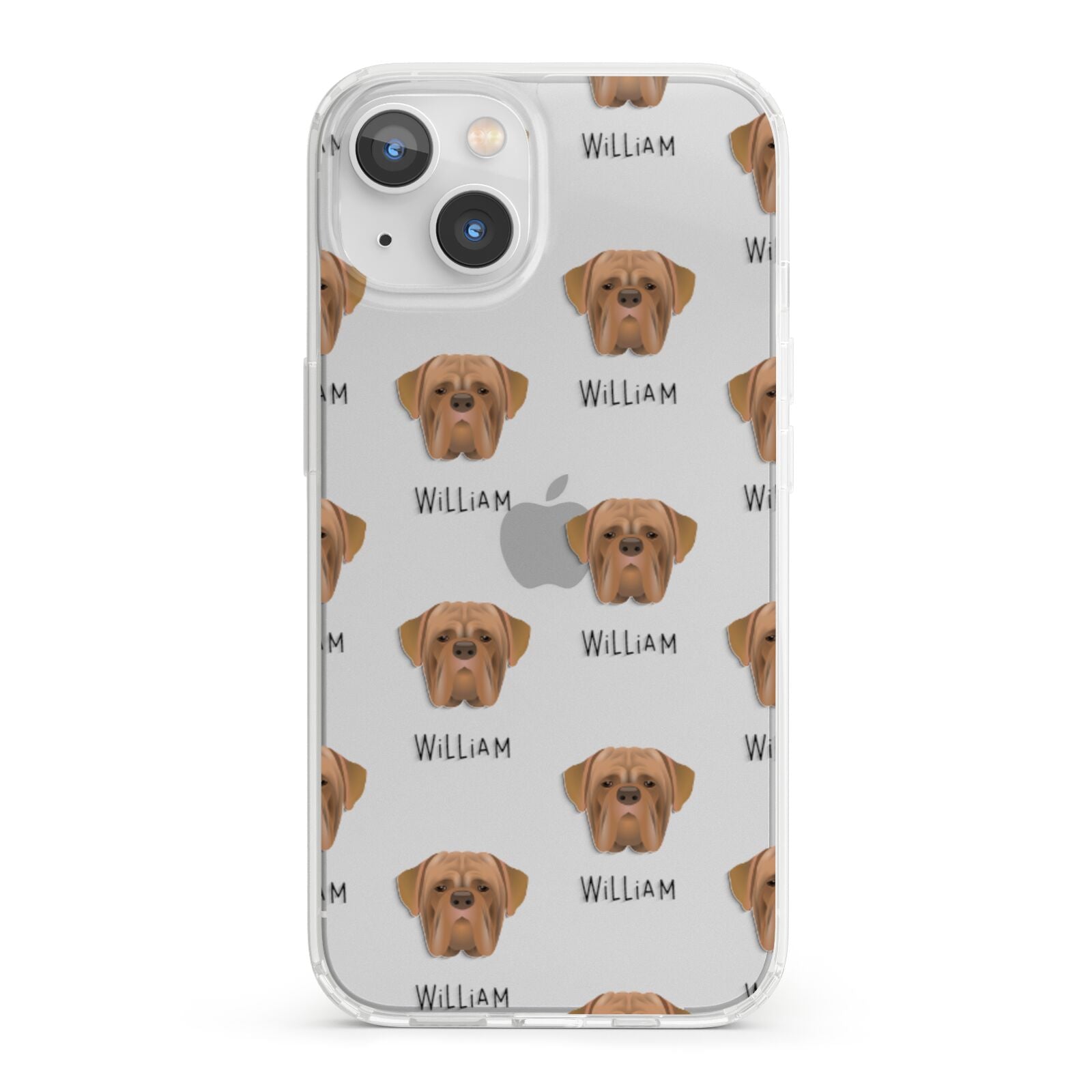 Dogue de Bordeaux Icon with Name iPhone 13 Clear Bumper Case