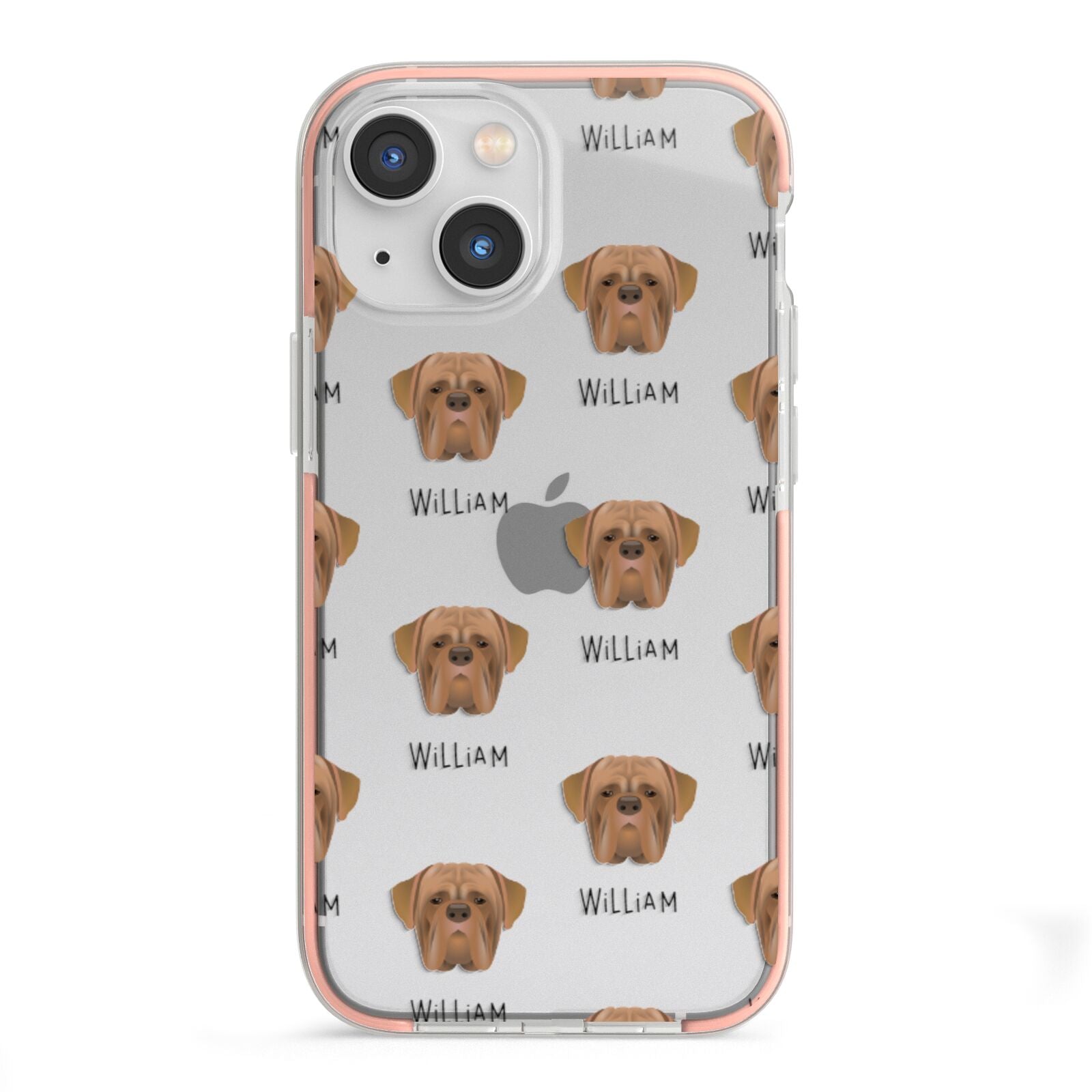 Dogue de Bordeaux Icon with Name iPhone 13 Mini TPU Impact Case with Pink Edges