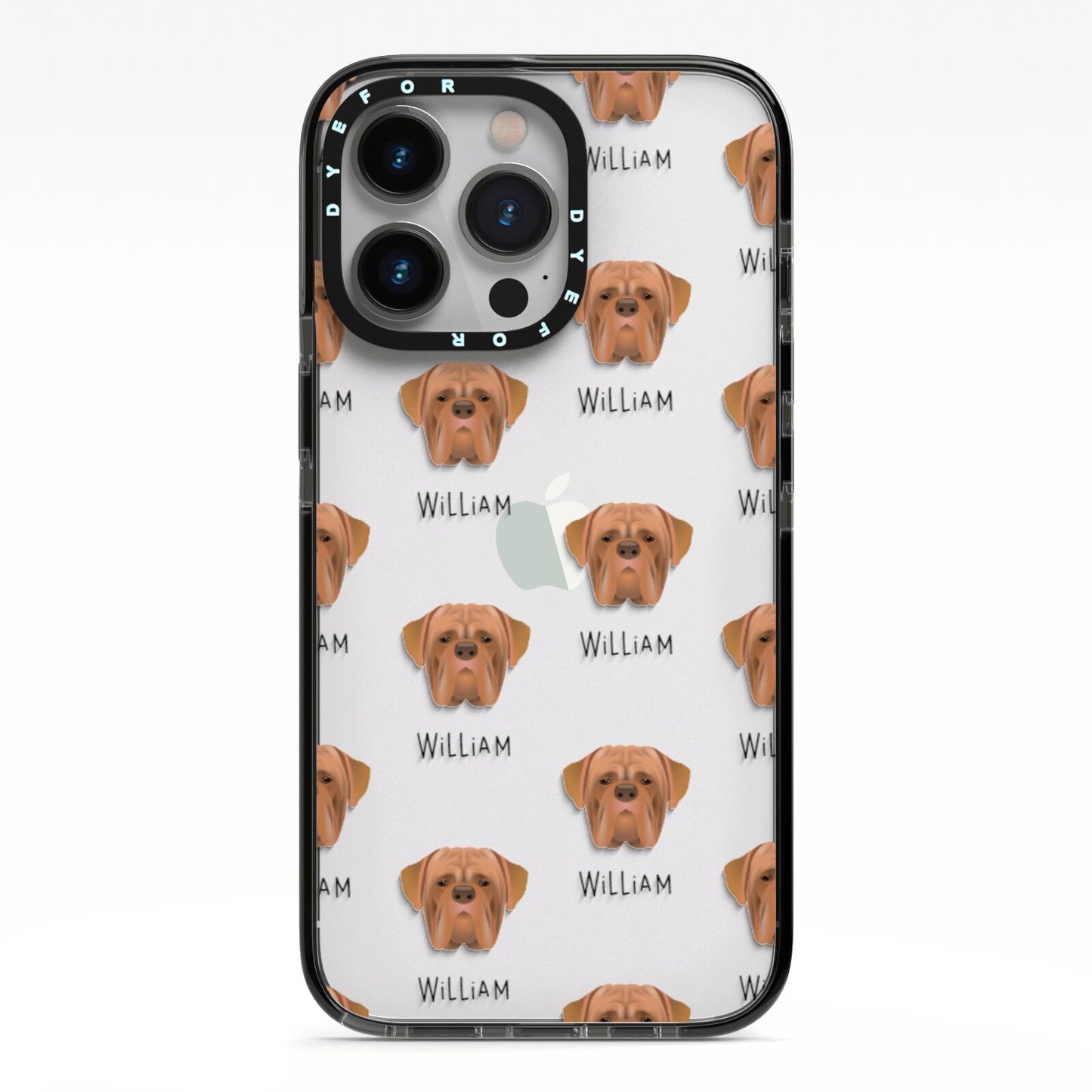 Dogue de Bordeaux Icon with Name iPhone 13 Pro Black Impact Case on Silver phone