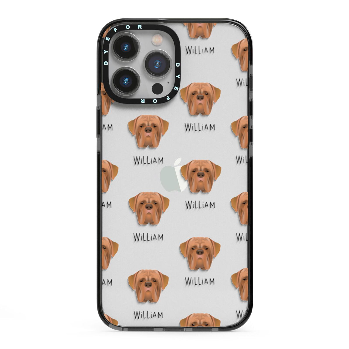 Dogue de Bordeaux Icon with Name iPhone 13 Pro Max Black Impact Case on Silver phone