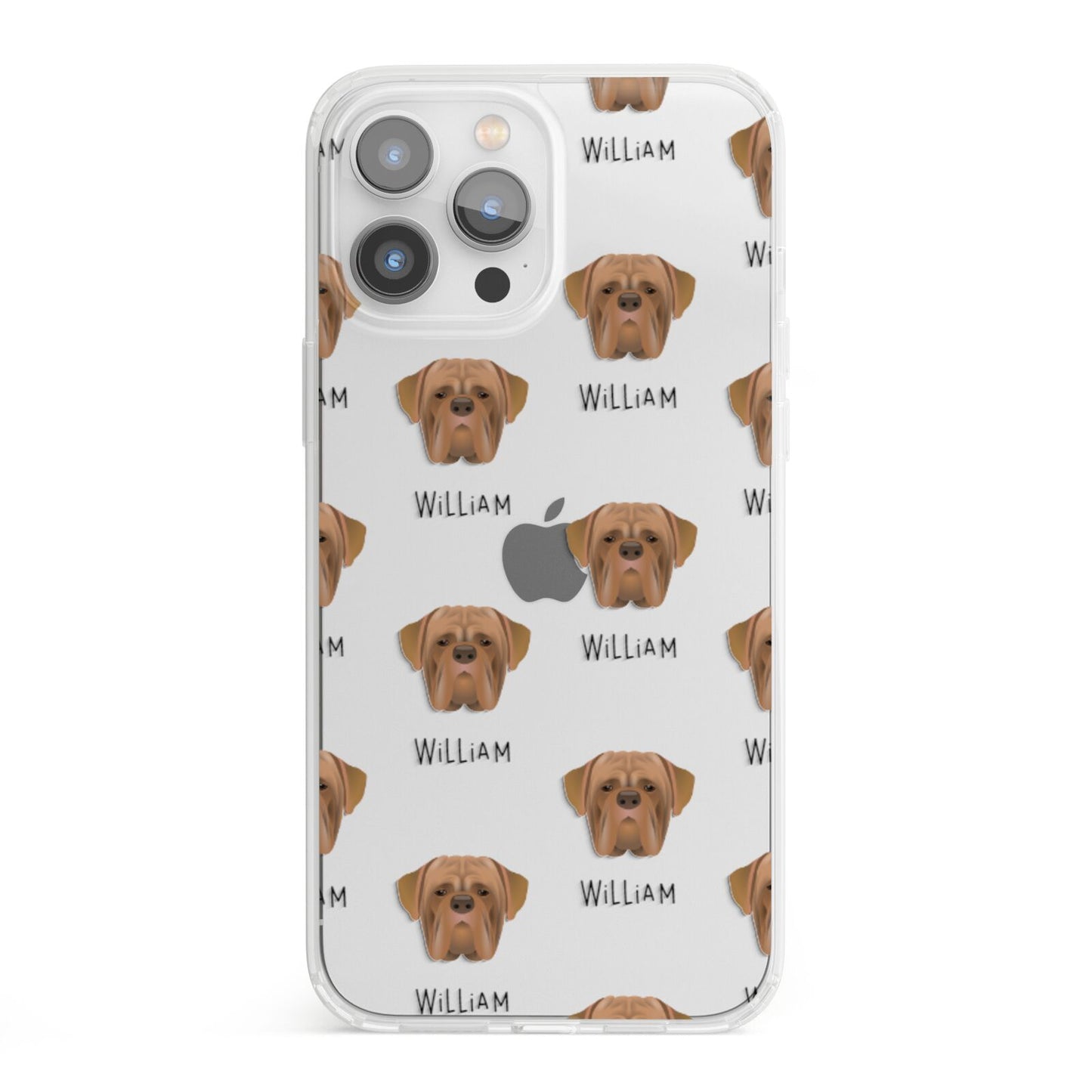 Dogue de Bordeaux Icon with Name iPhone 13 Pro Max Clear Bumper Case