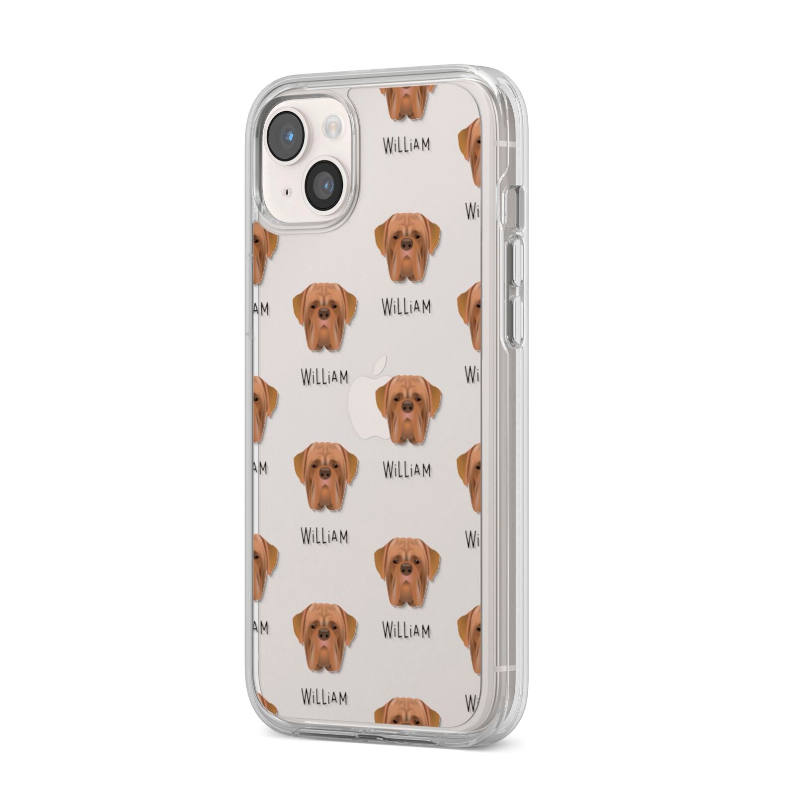 Dogue de Bordeaux Icon with Name iPhone 14 Plus Clear Tough Case Starlight Angled Image