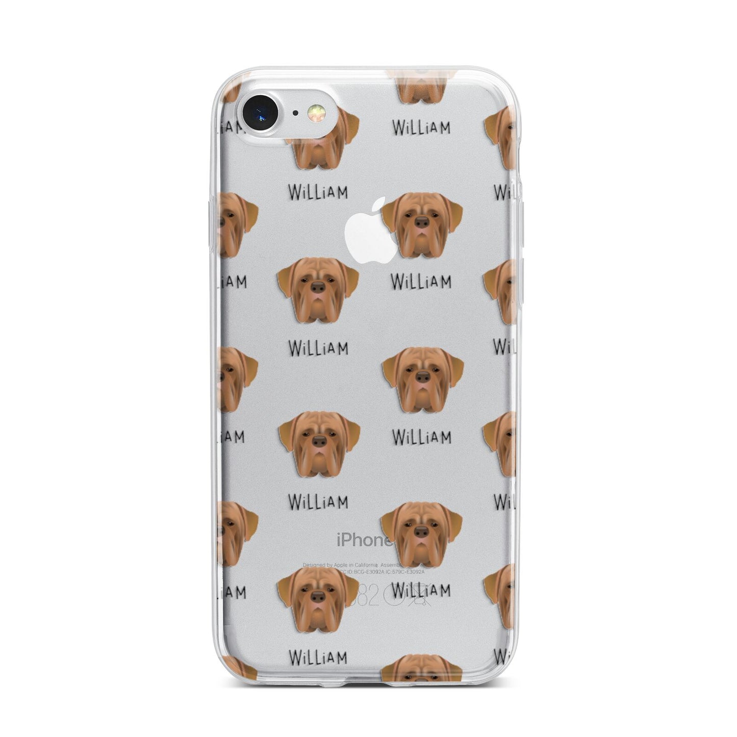 Dogue de Bordeaux Icon with Name iPhone 7 Bumper Case on Silver iPhone