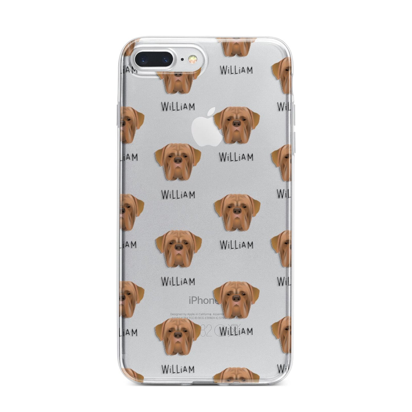 Dogue de Bordeaux Icon with Name iPhone 7 Plus Bumper Case on Silver iPhone