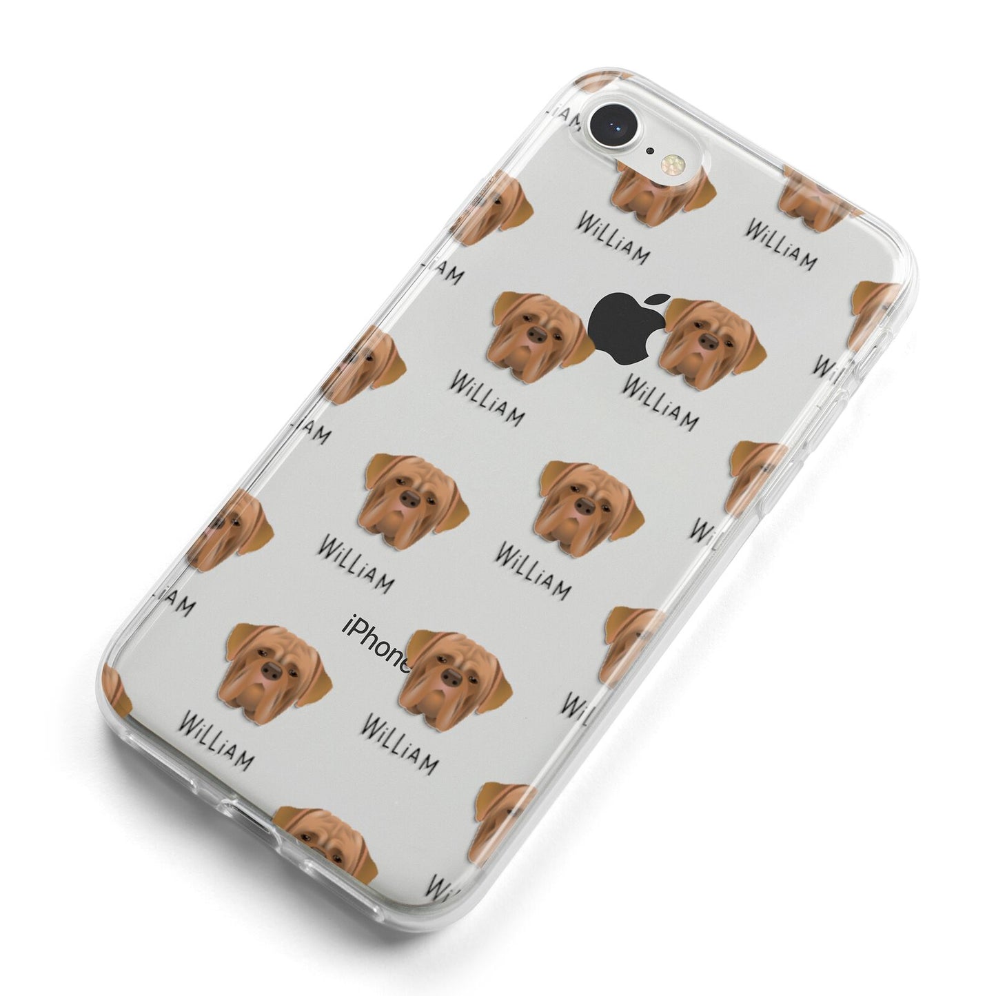 Dogue de Bordeaux Icon with Name iPhone 8 Bumper Case on Silver iPhone Alternative Image