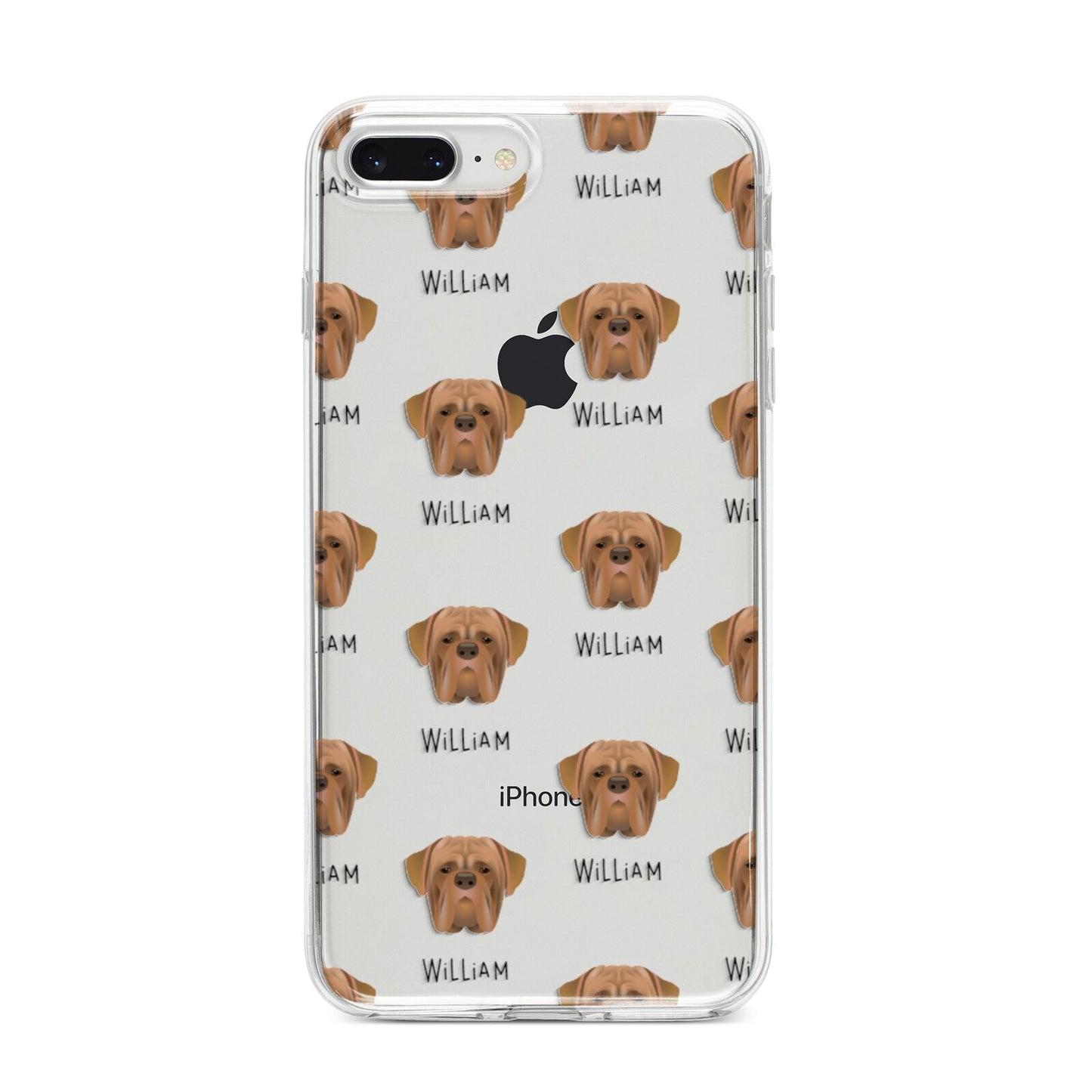 Dogue de Bordeaux Icon with Name iPhone 8 Plus Bumper Case on Silver iPhone
