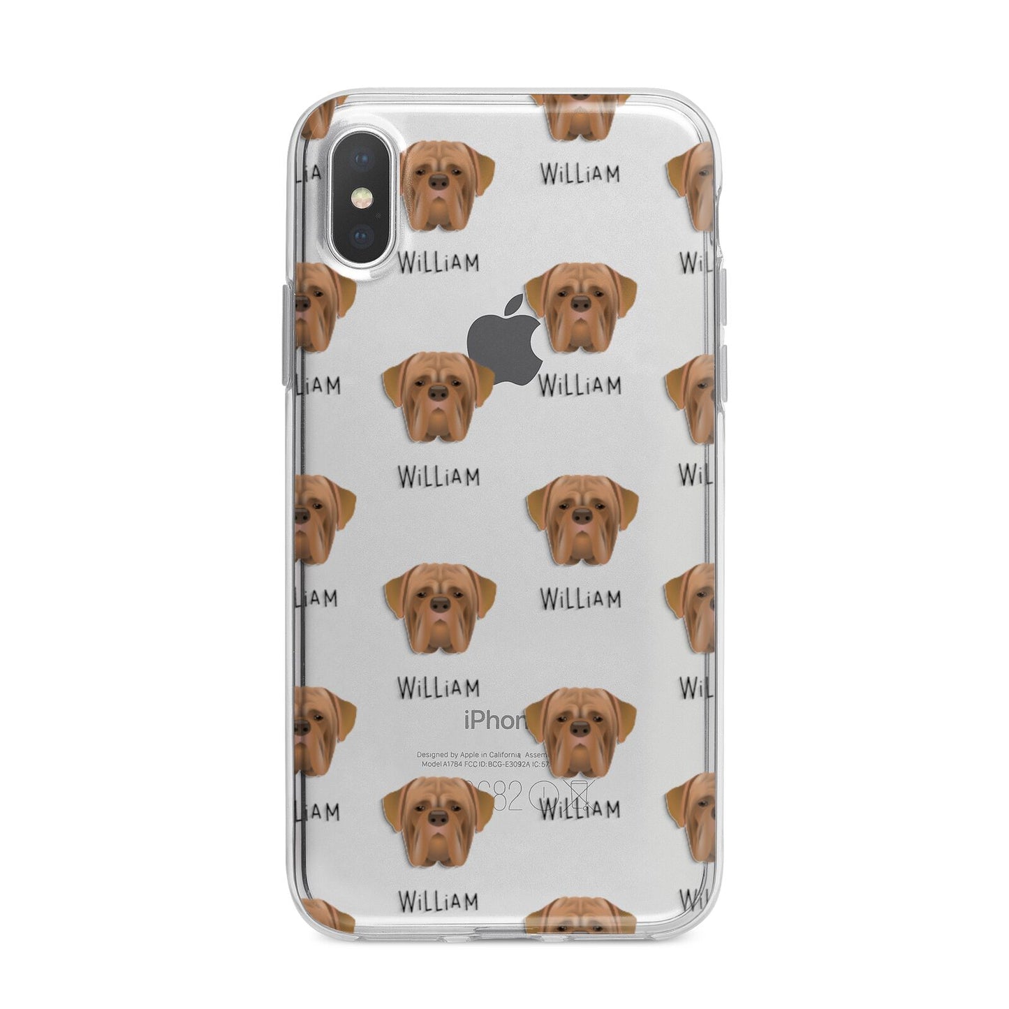 Dogue de Bordeaux Icon with Name iPhone X Bumper Case on Silver iPhone Alternative Image 1