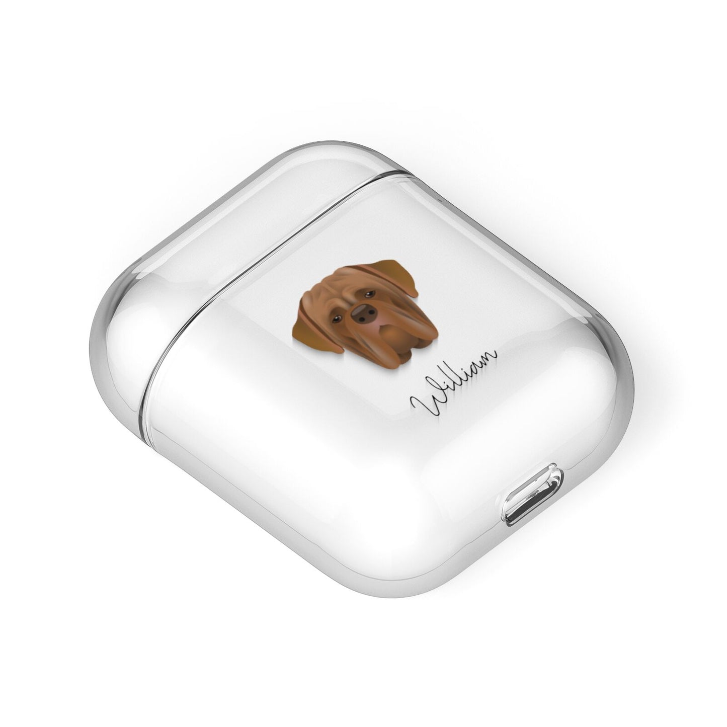 Dogue de Bordeaux Personalised AirPods Case Laid Flat